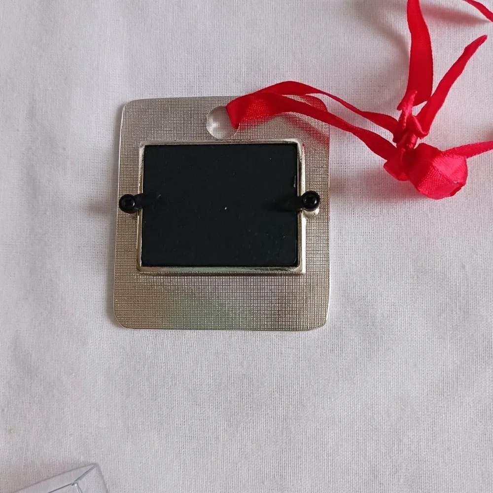 New Papyrus Silver metal Square Dog Doggy frame red ribbon ornament gift box‎